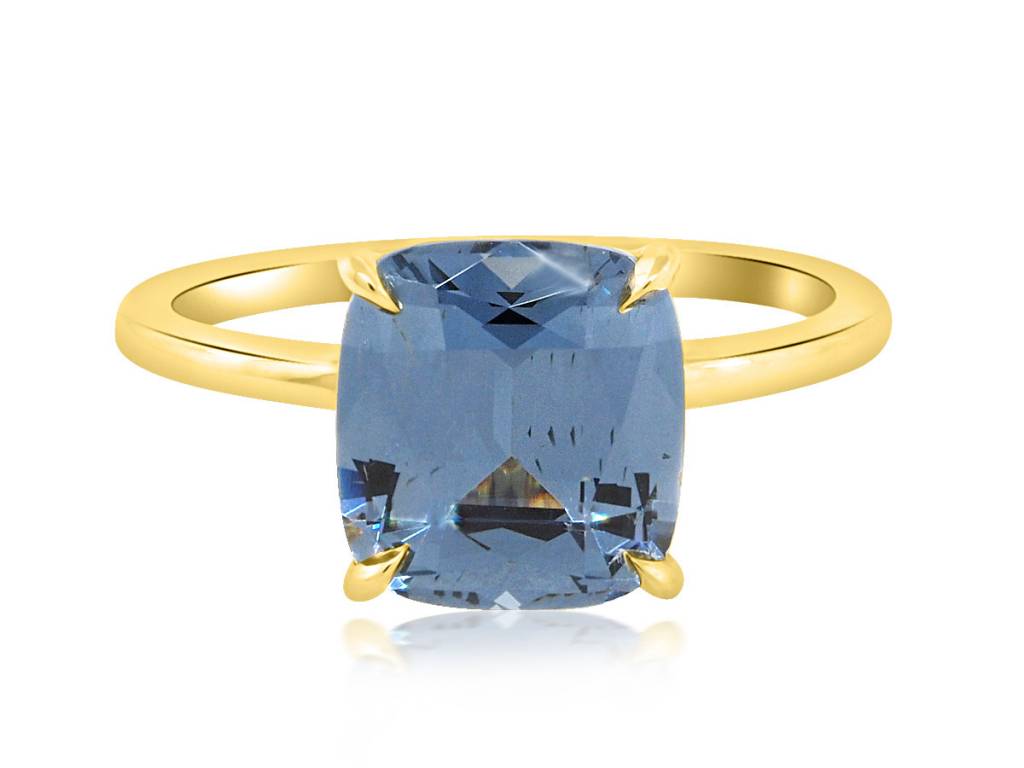 3 04ct blue cushion cut spinel aura ring e1636 trabert goldsmiths