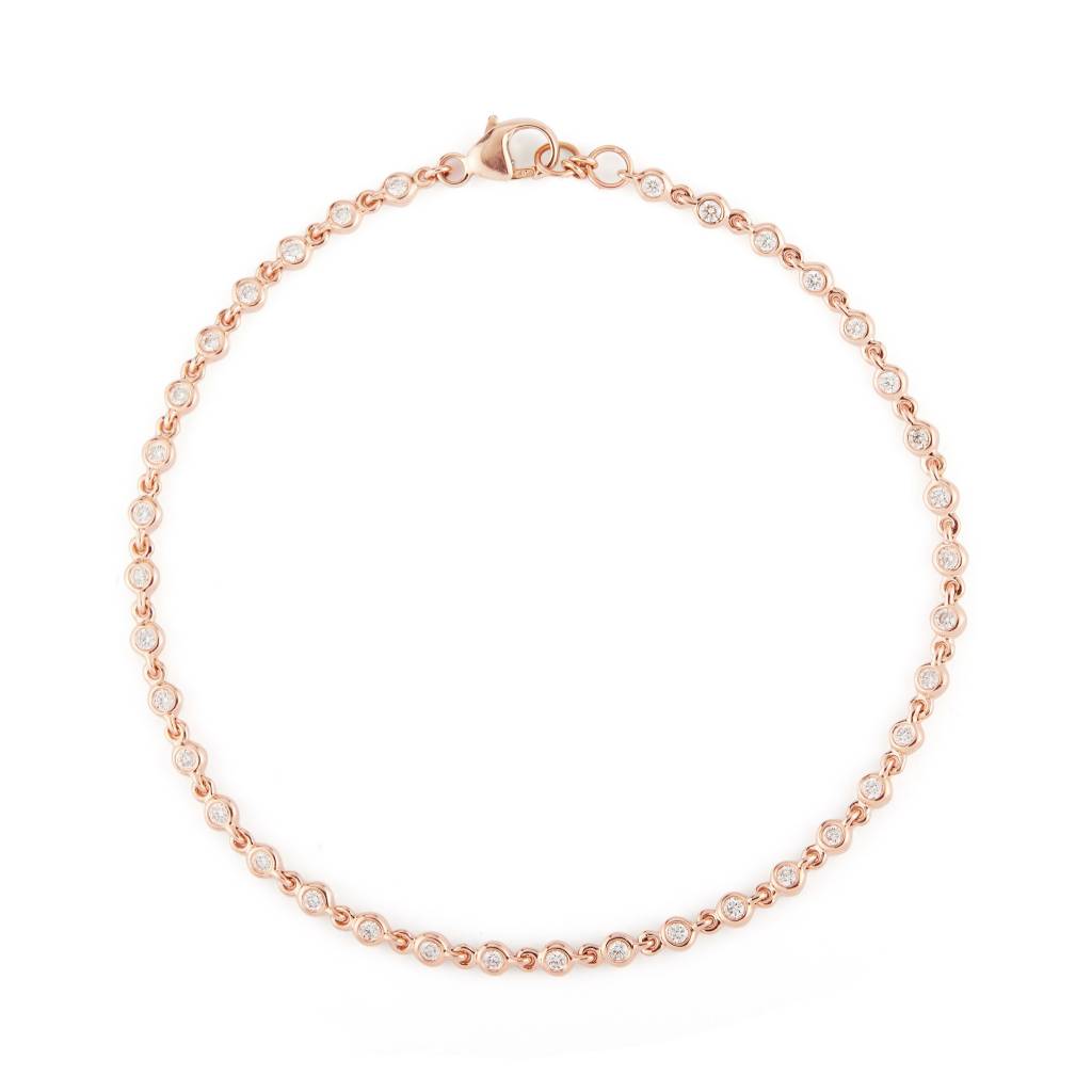 Delicate Bezel Diamond Rose Gold Link Bracelet Dr20 Trabert Goldsmiths Dana Rebecca Delicate Bezel Diamond Rose Gold Link Bracelet