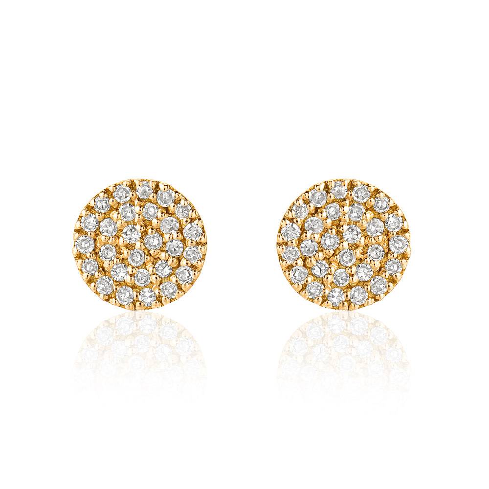 Mini Pave Diamond Disc Gold Stud Earrings Ln50 Trabert Goldsmiths Liven Mini Pave Diamond Disc Gold Stud Earrings