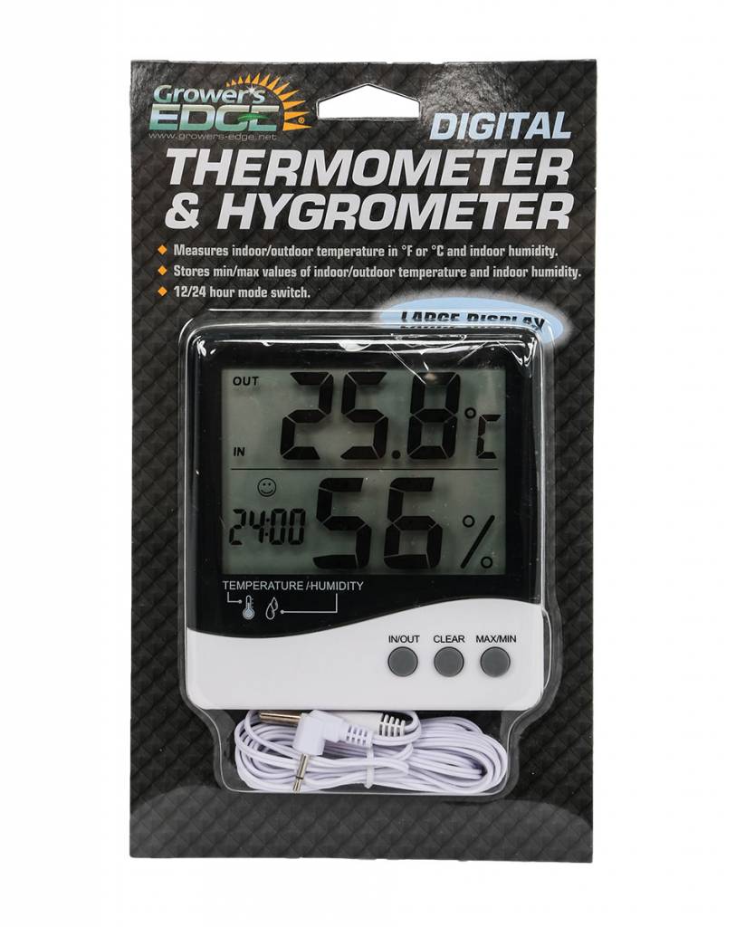 Grower's Edge Large Display Thermometer / Hygrometer (20/Cs) - St. Louis  Hydroponic Company