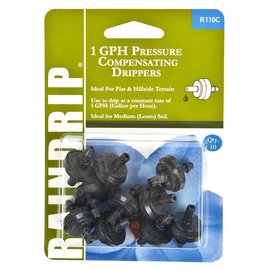 Raindrip Pressure Compensating Dripper, 1 gph, 10 pack