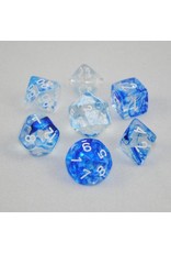 Chessex Polyhedral 7 Dice Set Nebula Dark Blue w/White CHX27466