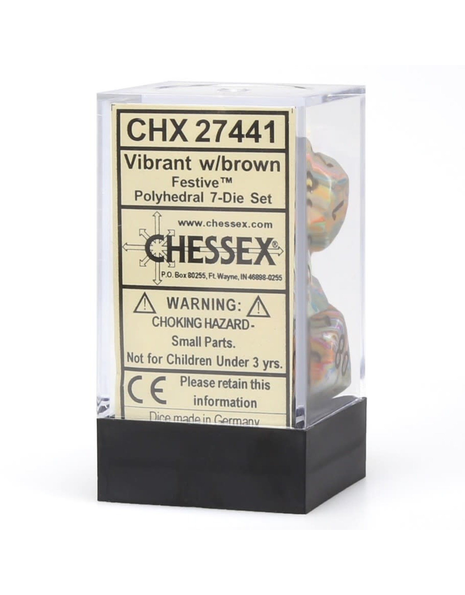 Chessex Polyhedral 7 Dice Set Festive Vibrant w/Brown CHX27441