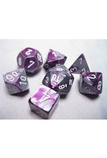 Chessex Polyhedral 7 Dice Set Gemini Purple-Steel w/White CHX26432