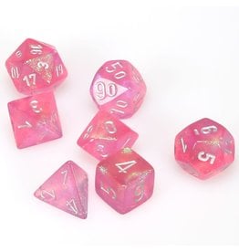 Chessex Polyhedral 7 Dice Set Borealis Pink w/Silver CHX27404