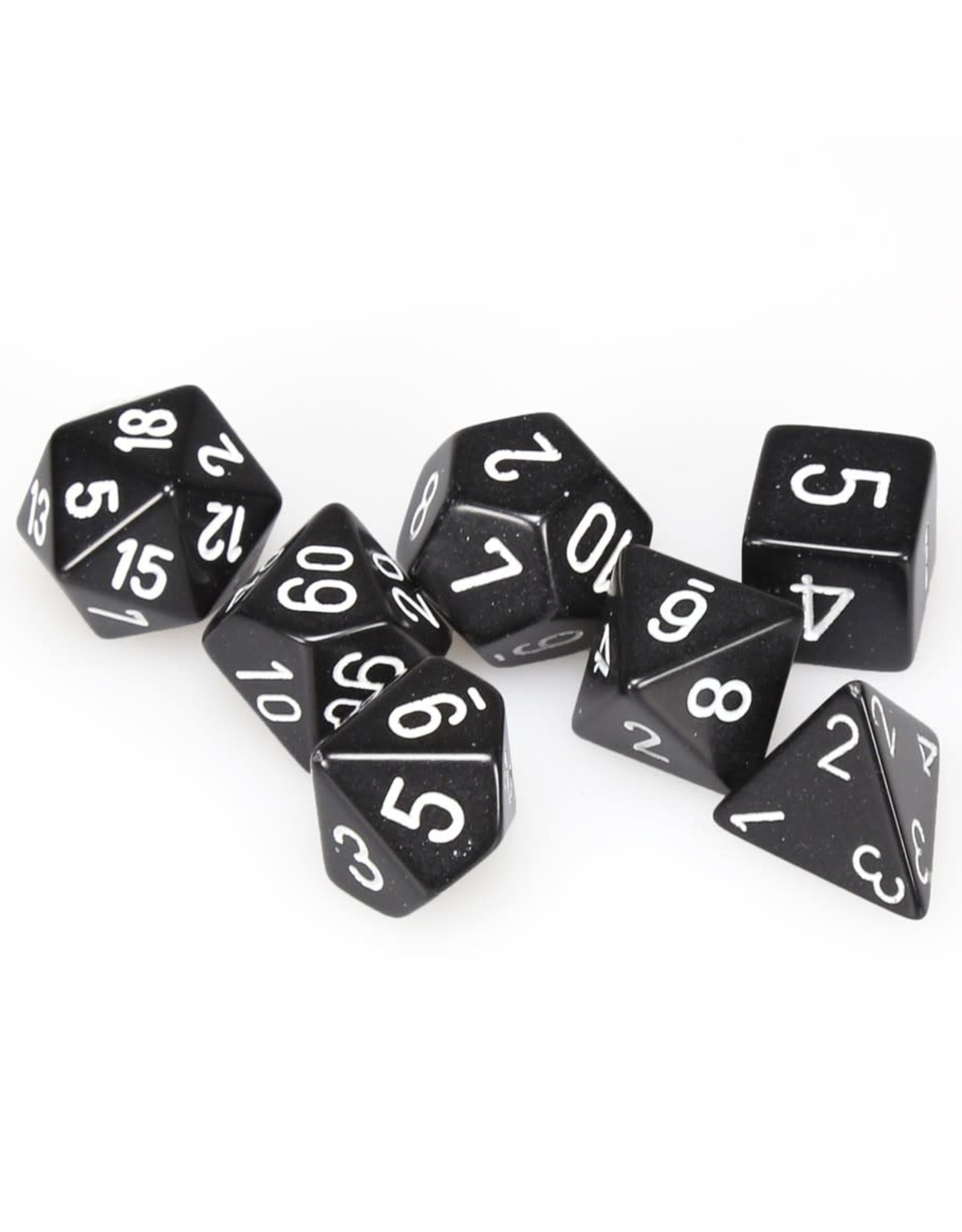 Polyhedral 7 Dice Set Opaque Black w/White CHX25408 - Epic Loot Games