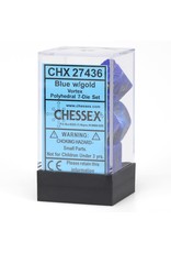 Chessex Polyhedral 7 Dice Set Vortex Blue w/Gold CHX27436