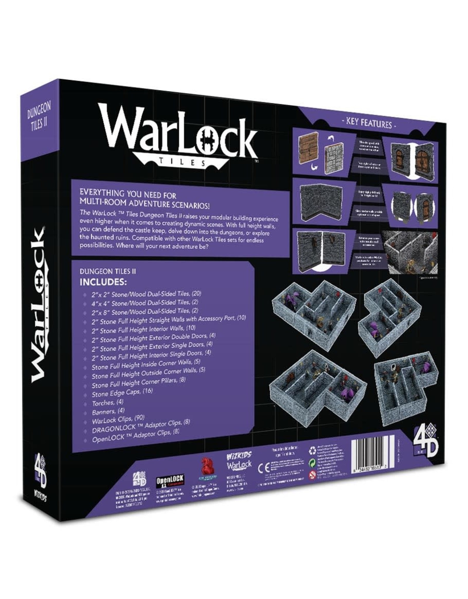 Wizkids WarLock Tiles: Dungeon Tiles II - Full Height Stone Walls