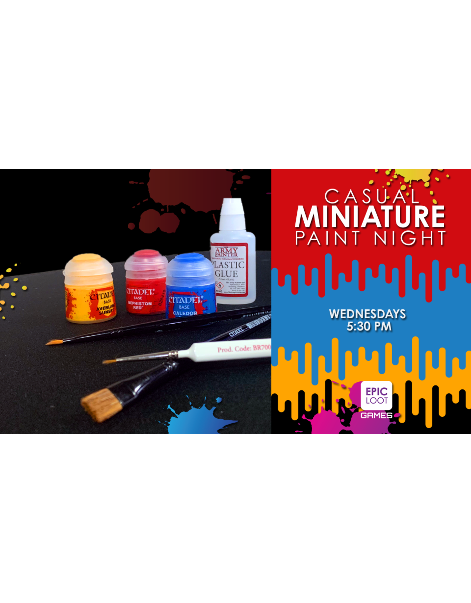 Wed 05/01 5:30PM  Minis Paint Night