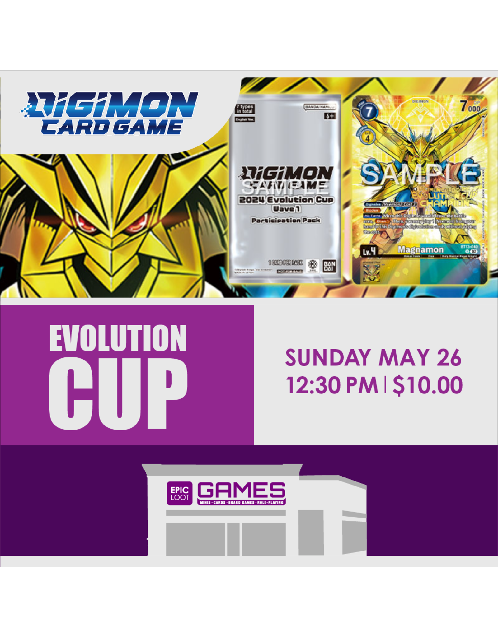 Sun 05/26 12:30PM Digimon Evolution Cup