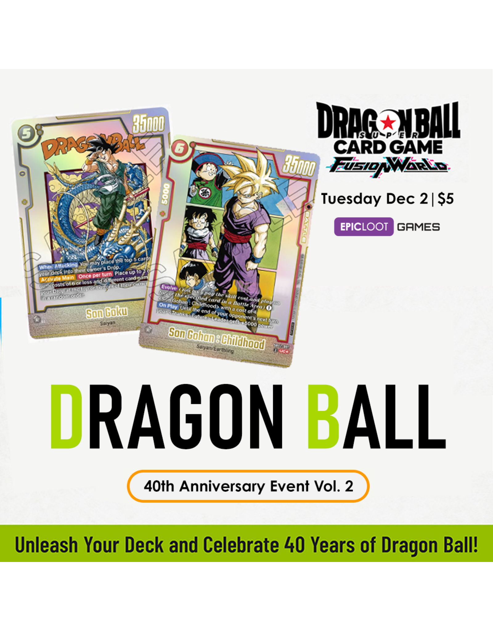 12/02 TUE 6:30PM DBSCG FW DRAGON BALL 40th Anniv. Event vol.2