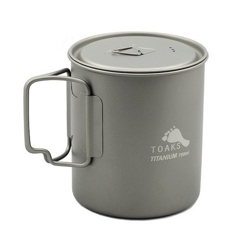 Toaks Titanium TOAKS TITANIUM POT WITH LID AND HANDLE 750ML Toaks Titanium TOAKS TITANIUM POT WITH LID AND HANDLE 750ML