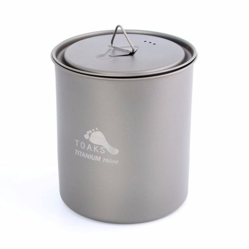 Toaks Titanium TOAKS TITANIUM POT WITH LID 750ML NO HANDLE Toaks Titanium TOAKS TITANIUM POT WITH LID 750ML NO HANDLE