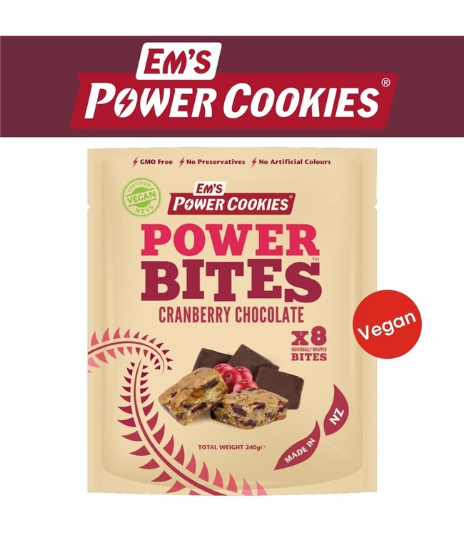 Em's Power Cookies Cranberry Chocolate Power Bites - 240g - 8 Pack
