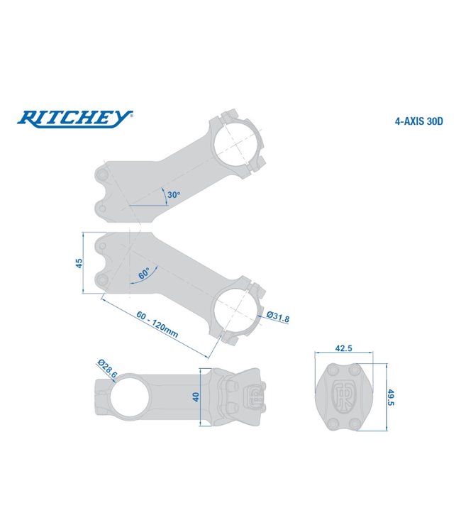 Stem COMP 4-Axis 30D 31.8mm 60mm AL6061 3D Forged 28.6mm WTD Logo (31035317043)