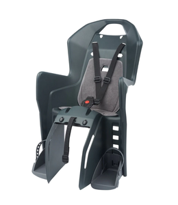 Polisport Baby Seat -  Koolah, Rack Mount, 3 Point Safety Harness, Additional Security Belt, Dark GREY/SILVER (Baby Seat ONLY - Rack NOT included - Will fit racks from 120mm - 185mm wide.)