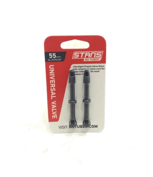 Stans No Tubes Universal Valve Stem Auminium 55mm Black Pair