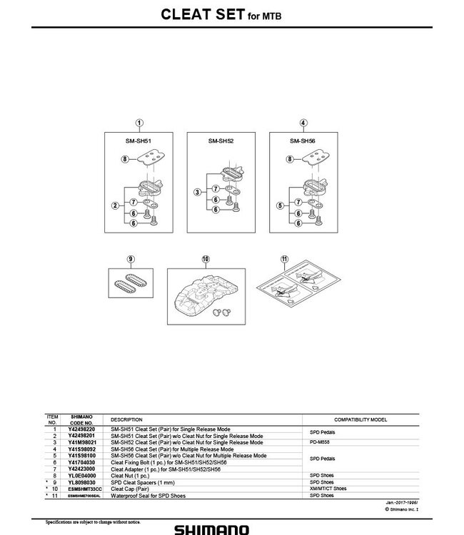 Shimano Shimano Cleat SM-SH56 SPD Multi Release