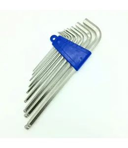 Hex key with ball end set w/holder, 1.5,2,2.5,3,4,5,6,8,10 Silver