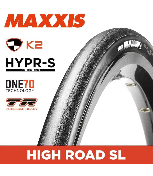 Maxxis Maxxis High Road Super light Tyre - 700 X 25C - HYPR-S K2 Fold Carbon Bead 170TPI - TR Hookless Rim Compatible