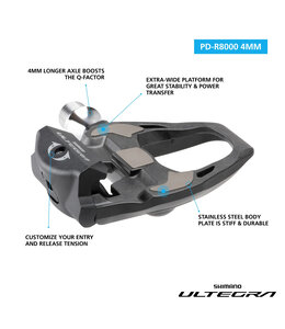 Shimano Shimano PD-R8000 SPD-SL Pedals Ultegra 4mm Longer Axle