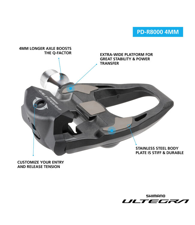 Shimano Shimano PD-R8000 SPD-SL Pedals Ultegra 4mm Longer Axle