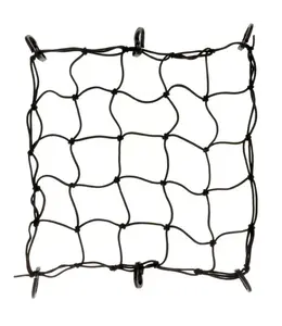 Cargo Luggage Net - Strong elasticated webbing, cord dia: 4mm, 4 PP hooks, 12" x 12", Black