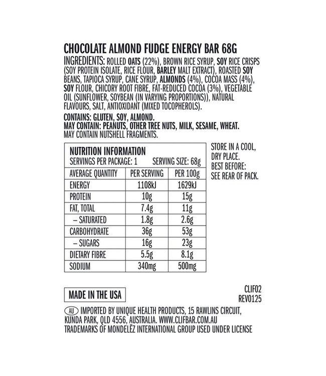 Clif Bar Chocolate Almond Fudge