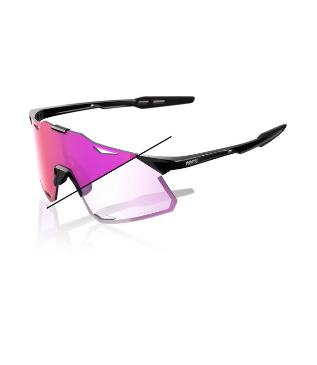 100% 100% Sunglasses Hypercraft - Gloss Black - Purple Mirror Photochromic