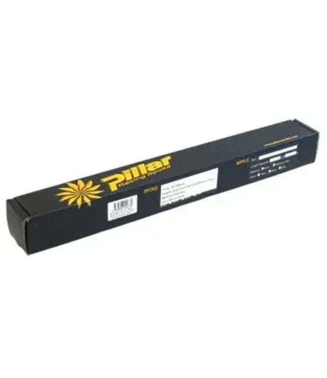 SPOKES - Pillar Double Butted Spokes, 292mm, BLACK (Box of 72) - 14G J Hook & Thread, 15g Middle, J Hook, Stainless Steel, 14 Gauge CP Brass Nipples, PD1415 - 96938