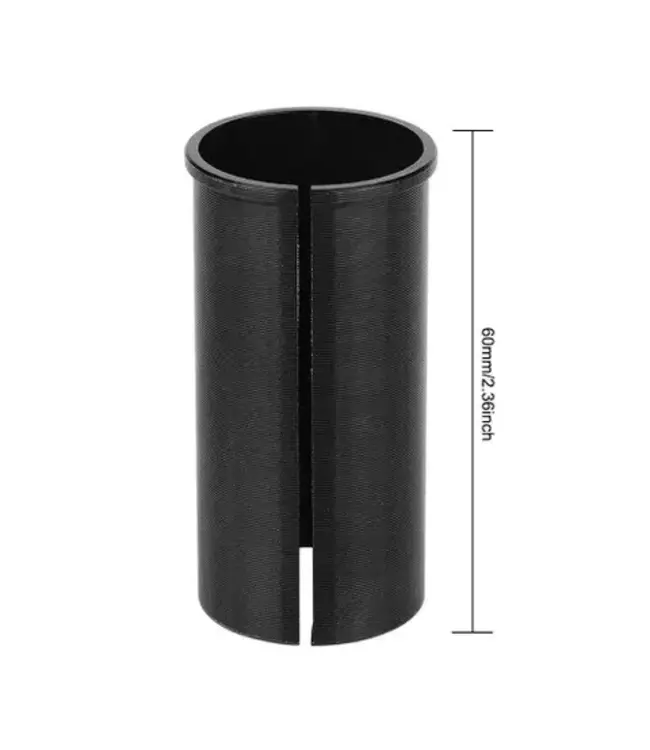Seatpost sleeve or shim, Alloy, for 30.9mm post to fit 31.6mm L;60mm BLACK