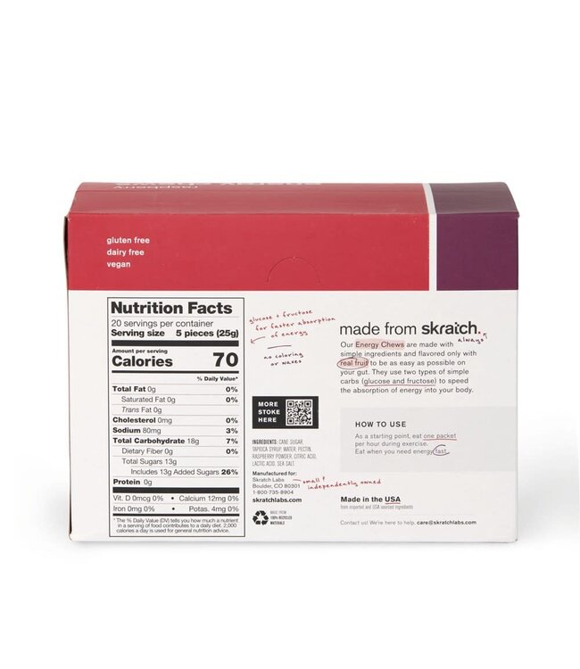 Skratch Labs Energy Chews Sport Fuel - Raspberry