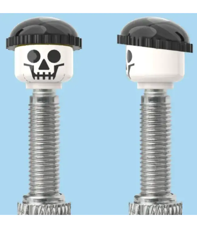 Brick Caps Brick Caps Presta Valve Caps Pair 1 Face Skull Head with Black Beanie