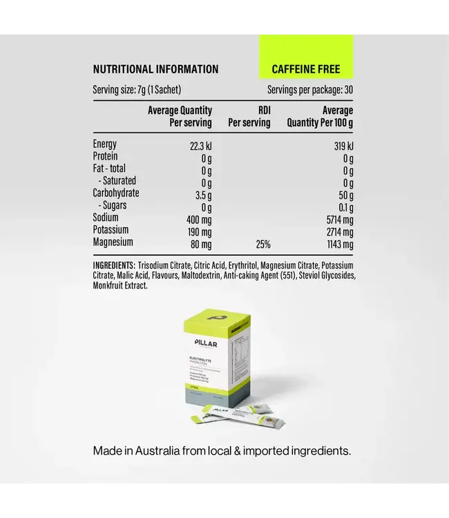 Pillar Performance Pillar Performance Electrolyte Hydration Sachet Citrus 7g Single Sachet