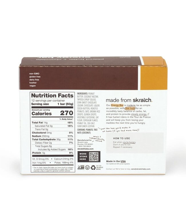 SkratchLabs Energy Bar Sport Fuel - Peanut Butter Chocolate - 50g each