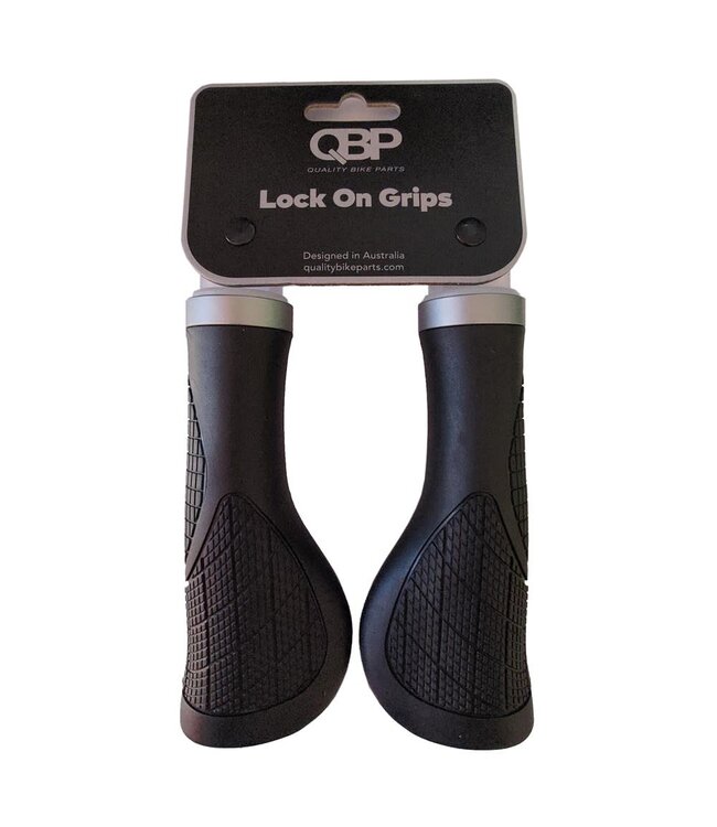 QBP QBP Lock On Ergonomic Grip - 140mm Black Grip with Grey Lock Ring