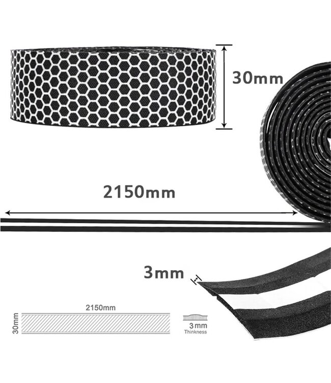 Cyclehaus Cyclehaus Elite PU Bar Tape With Silicon Honeycomb Weave Top - Black / White