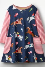 Patchwork Horse Printed Long Sleeves Dress - Girls