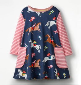 Patchwork Horse Printed Long Sleeves Dress - Girls