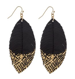 Gold Brushed Feather Earrings