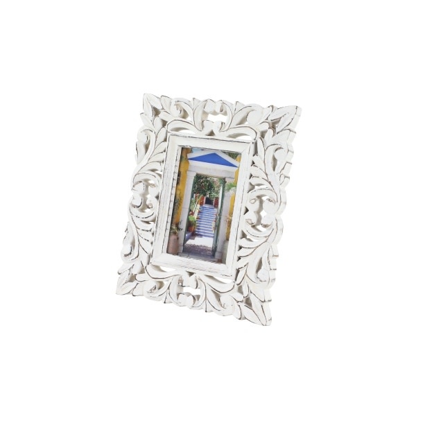 White Wood Carved Photo Frame 4x6