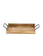 Wood Tray with Metal Handles