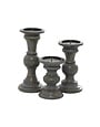 Grey Wood Candle Sticks Set of 3