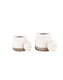Ceramic Cream and Taupe Canister Set of 2