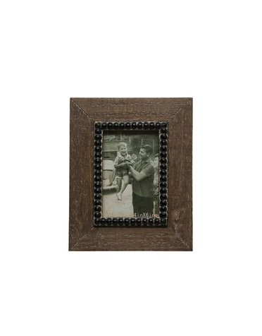 Wood Frame with Black Beads