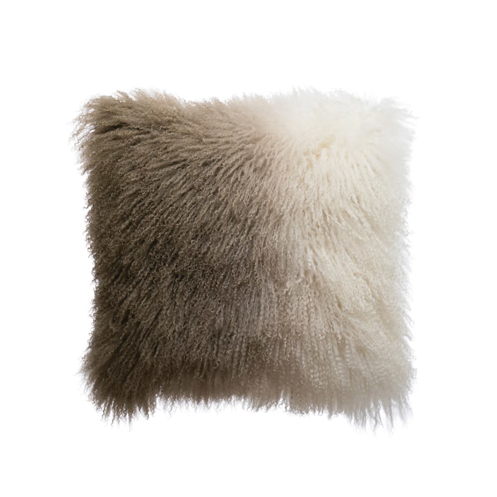 Ombre Mongolian Fur Pillow Charcoal and White DF3221 Dirt Road