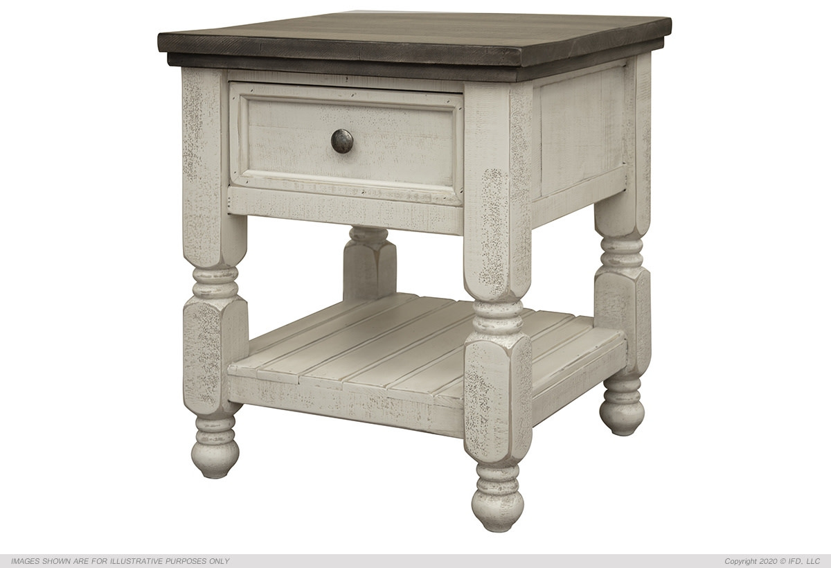 International Furniture Direct Stone End Table with Drawer
