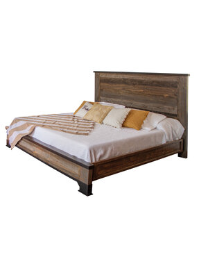 International Furniture Direct Antique Grey Bedroom California King Bed IFD9771HBDEK