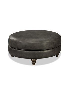 Craftmaster Furniture Round Leather Cocktail Ottoman