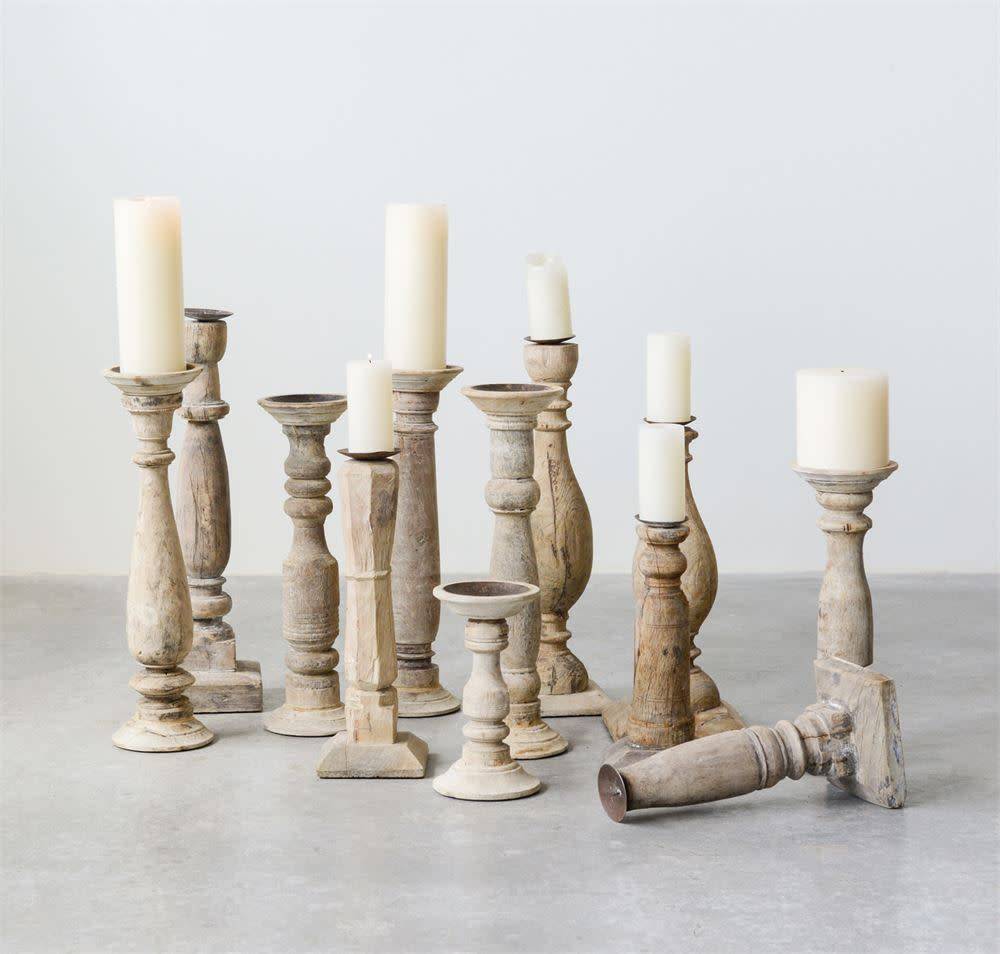 Found Wood & Metal Candle Holder